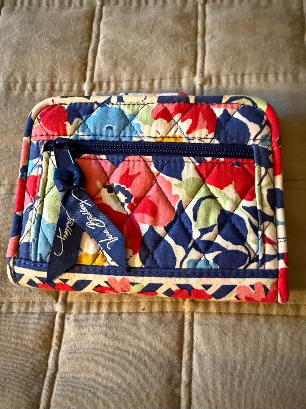 Vera Bradley Quilted Floral Card Holder in Navy, Red & Pink - Picture 2 of 6